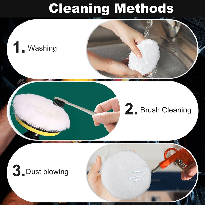 Polishing Attachment Compatible with Bosch Random Orbital Sander, Pack of 4 Diameter 125 mm Lambswool Polishing Discs, Polishing Pads for Car, Cork Floor, with Velcro