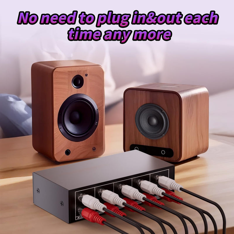 [AUSTRALIA] - 3.5mm Aux + RCA L/R Audio Splitter 1 in 4 Out, BolAAzuL 4-Way Stereo Audio Distributor Box 4-Channel Stereo RCA Splitter 1x4 for DVD Player, Game Console, Headphones, Speaker - w/Power 