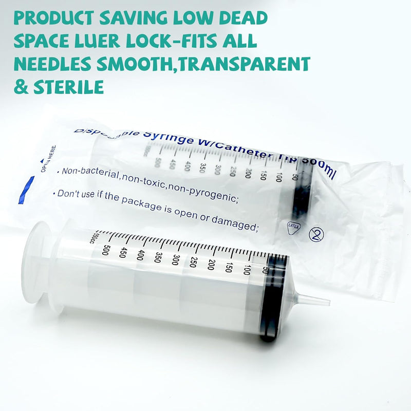 [AUSTRALIA] - Large Syringe 500 ml Reusable Liquid Syringe with Catheter Plastic Syringe with Large Capacity for Laboratory, Industrial, Garden and Pet Feeding 500ml 