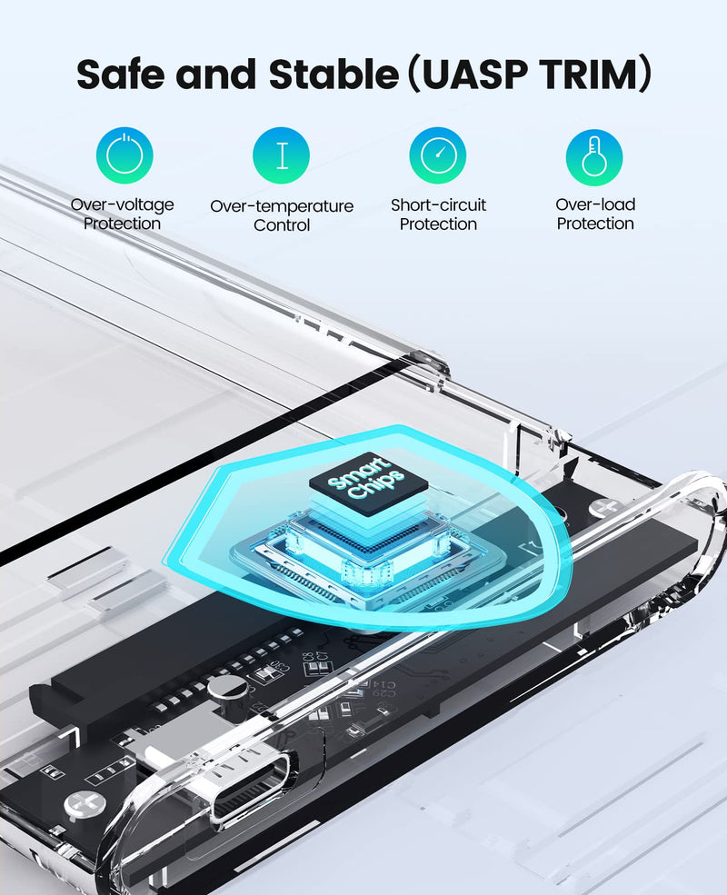 ORICO USB C 2.5'' DIY Sticker Hard Drive Enclosure Combination with Transparent 10Gbps Hard Drive Enclosure Support UASP Compatible WD Seagate Toshiba Samsung Hitachi PS5