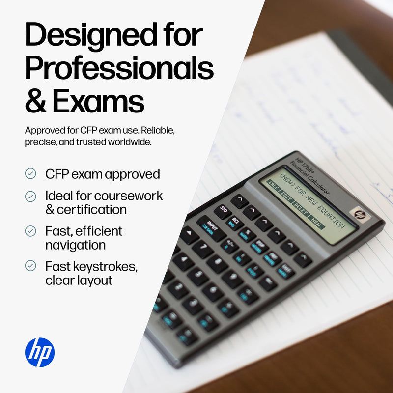 HP 17bII+ Financial Calculator – 250+ Professional Functions for Business, Finance & Accounting – RPN, Algebraic Entry, College Math Solver, 2-Line Display, 28KB Memory – Includes Case, Cleaning Cloth | For business, finance and accounting, college mat...