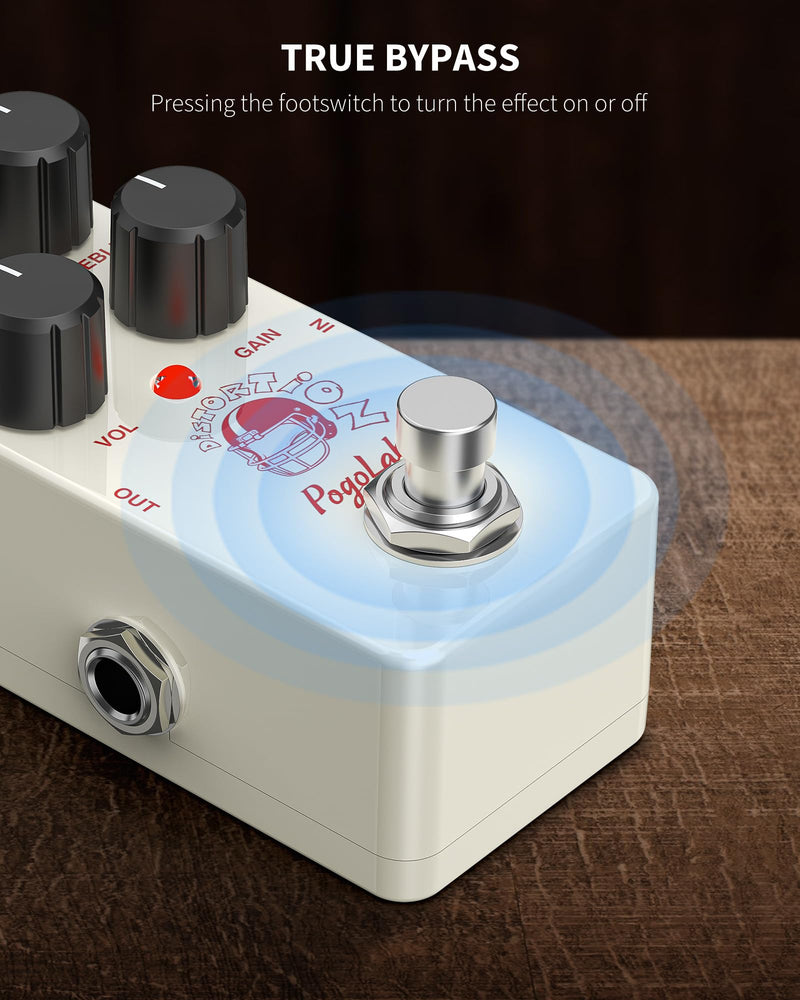 [AUSTRALIA] - Distortion Guitar Pedal, Mini Analog Distortion Pedal, Two-Brand EQ, Mid and Treble, True Bypass DC 9V for Electric Guitar 
