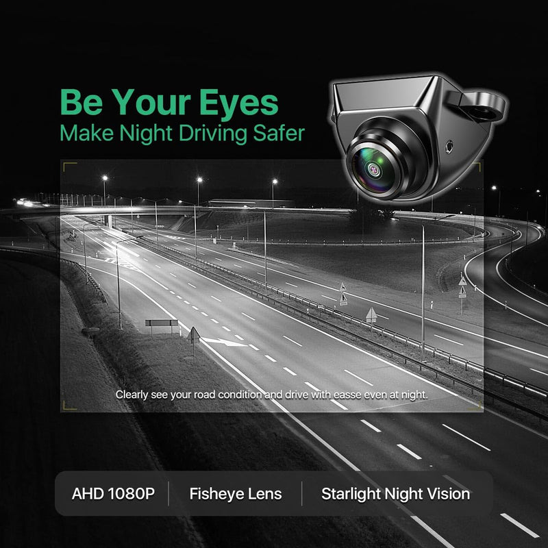 Car Backup Camera with Dynamic Trajectory Guide Line, GreenYi AHD 1080P Rear View Cam, Fisheye Lens, Night Vision Waterproof 170 Degree Wide View