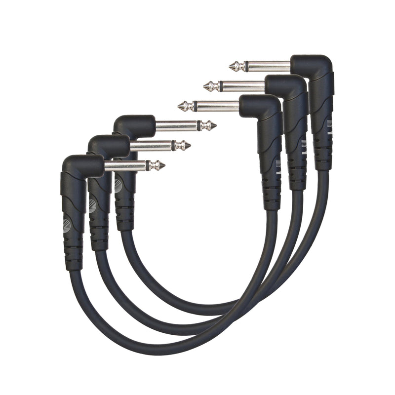 D'Addario Guitar Cable - Guitar Patch Cable - Instrument Cable - Guitar Accessories - Classic Series Cable - 0.5 Foot/152.4 MM - Right Angle - Dark Grey - 3 Pack 6 in 3-Pack Round - Right Angle