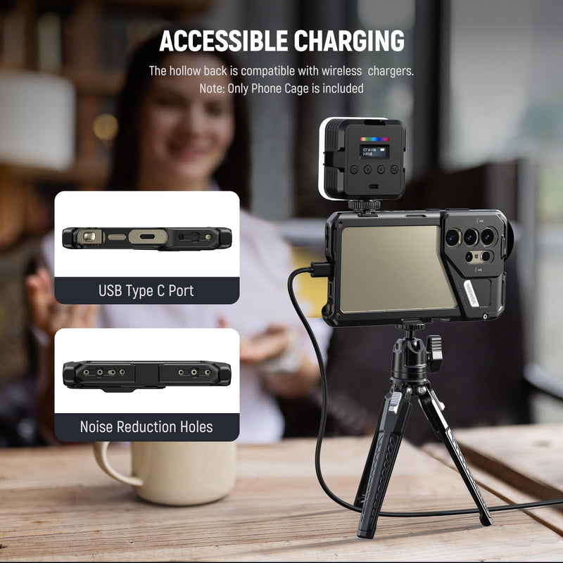 [AUSTRALIA] - NEEWER S24 Ultra Phone Cage with 67mm Filter Adapter, 17mm Lens Backplate, T Mount Lens Adapter, Smartphone Video Rig Stabilizer Compatible with Samsung Galaxy Moment T Series Lenses, PA042 