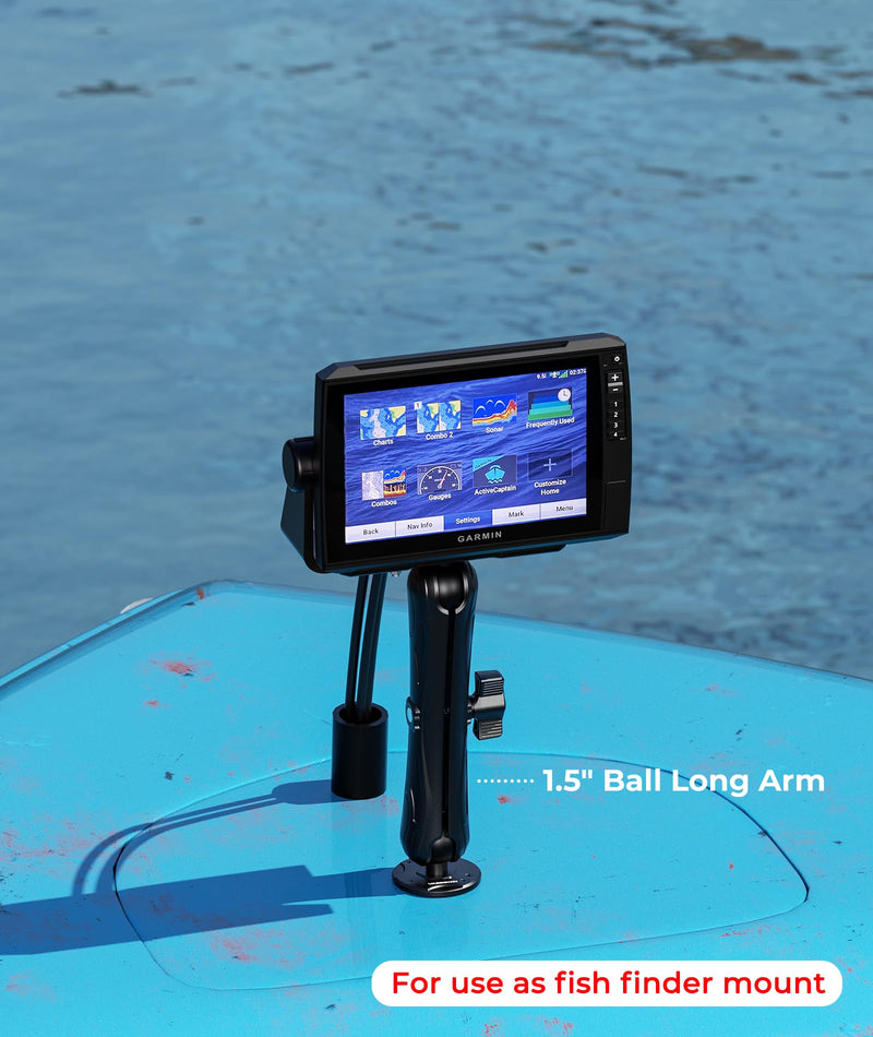 VAZESWIN 1.5" Ball Aluminum Alloy Double Socket Arm, 9.1" Length Long Arm | Compatible with RAM Mounts C Size 1.5" Ball Components, 360° Rotation, for Fish Finder Mount, Marine Electronic Mount