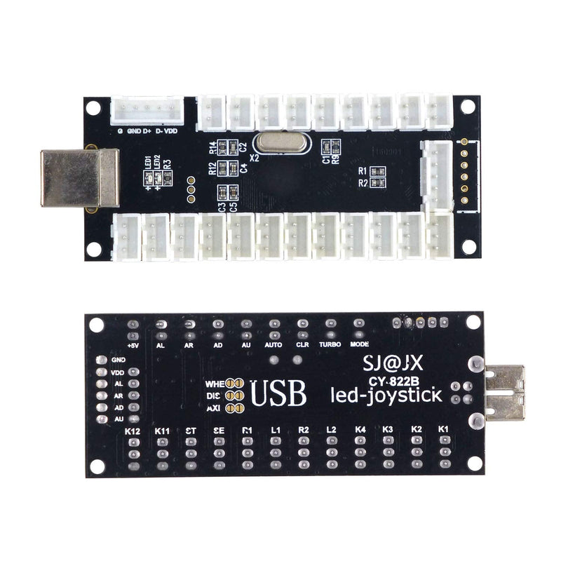 SJ@JX 2-Player LED USB Encoder to Arcade Joystick and LED Arcade Buttons for PC, MAME and Raspberry Pi Sanwa