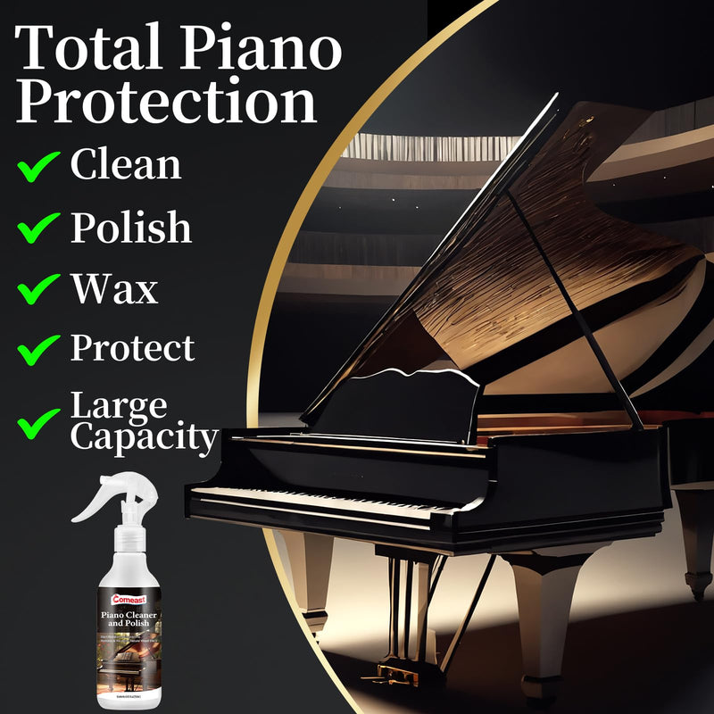 [AUSTRALIA] - Piano Cleaner and Polish, Clean, Wax and Protect Glossy All in One Bottle Restore the Shine, Remove Fingerprints and Stains, and Enhance the Brightness of the Wood or Lacquer Finish, 8.45 Fl Oz 