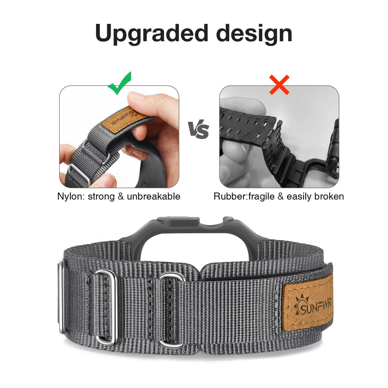 Bundle of the Rugged Nylon Velcro Apple Watch Ultra Band 49mm (BlackTags/Grey)