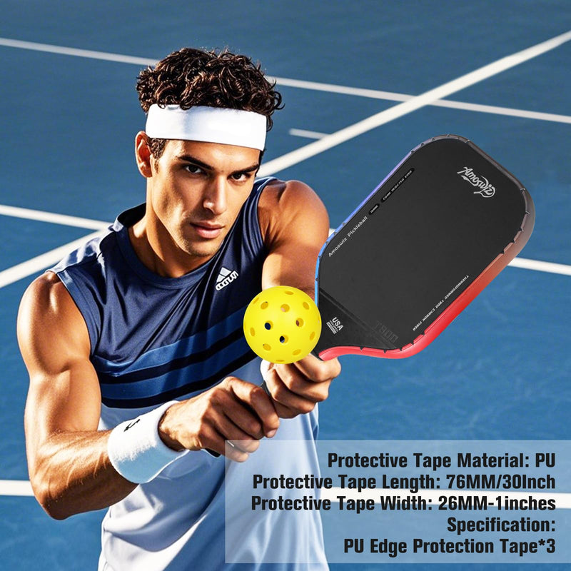 [AUSTRALIA] - Pickleball Edge Guard Tape, Pickleball Protection Tapes 3 Pcs, Gradiant Color Edge Tape, 23MM & 26MM Width, No Wrinkling Edge Guard for 13MM & 16MM & 20MM Thicknesse Paddles Red to Black to Blue Gradiant 