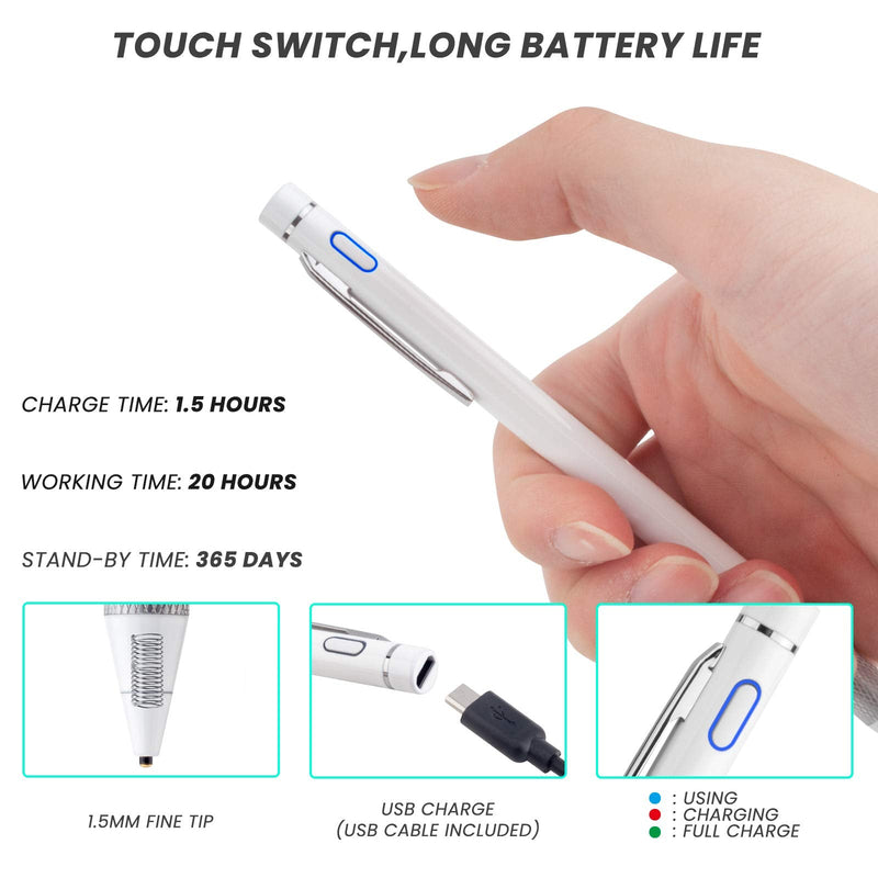 iPad Pro 10.5" Stylus Pencil, Rsepvwy Active Stylus Digital Pen with 1.5mm Ultra Fine Tip Stylist for iPad Pro 10.5 Pens, White