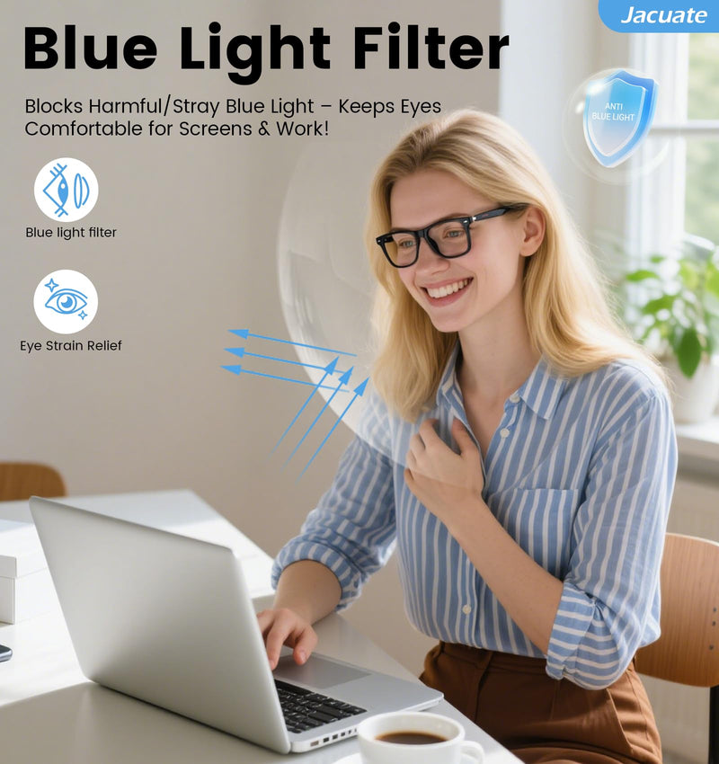 AI Smart Bluetooth Glasses for Men and Women with Translation | Real-time translation (115 languages), Glasses with speakers, Hands-free calls, Blue-light protection, for iOS/Android. Black frame Anti-Bluelight Lense