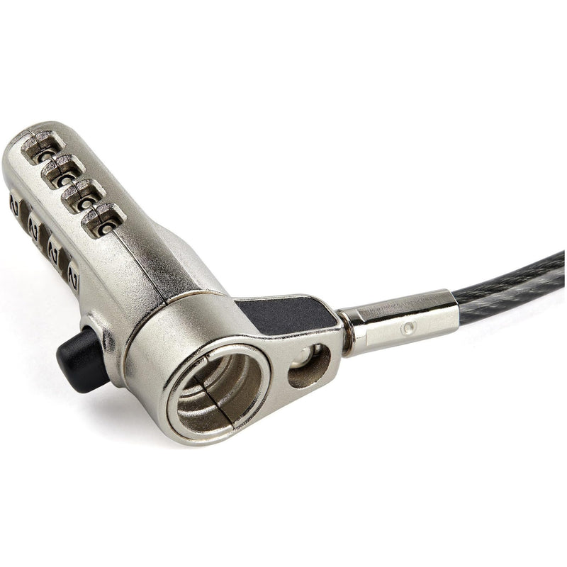 StarTech.com 6.5' (2m) 3-in-1 Universal Laptop Cable Lock - 4-Digit Combination Laptop/Desktop Security Cable Lock Compatible w/K-Slot, Nano & Wedge Slot Computer - Anti-Theft Steel Cable (LTULOCK4D) Resettable Combination Single Pack Interchangeable