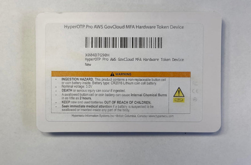HyperOTP Pro AWS GovCloud MFA Hardware Token Device