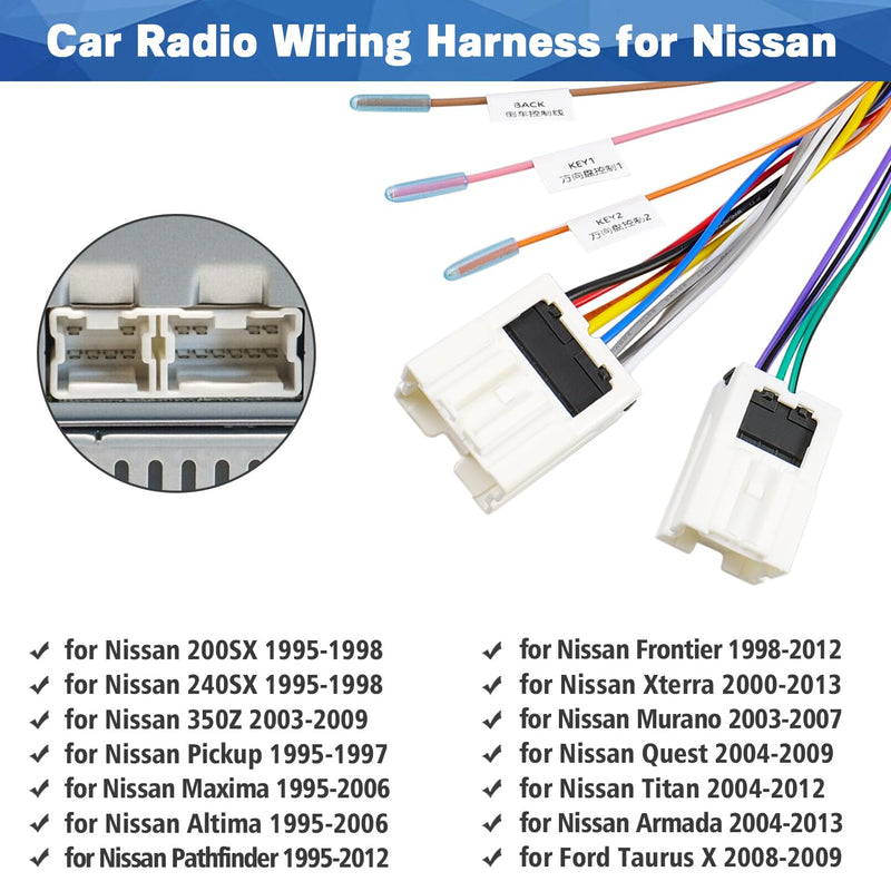 [AUSTRALIA] - Car Radio Wiring Harness Compatible with Nissan Maxima Altima Pathfinder Frontier Xterra Titan Armada Infiniti Stereo Wire Connector Adapter Plug Cable 