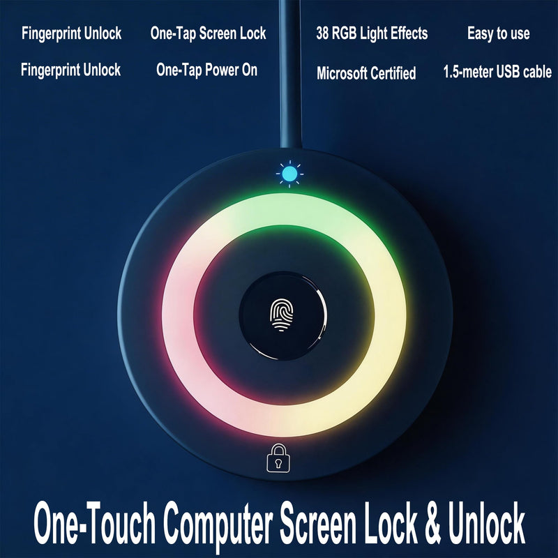 [AUSTRALIA] - USB Fingerprint Reader for PC & Laptop, Windows Hello Biometric Scanner with 360° Touch, Fast Login <1s, Portable Security Key for Windows 10/11 