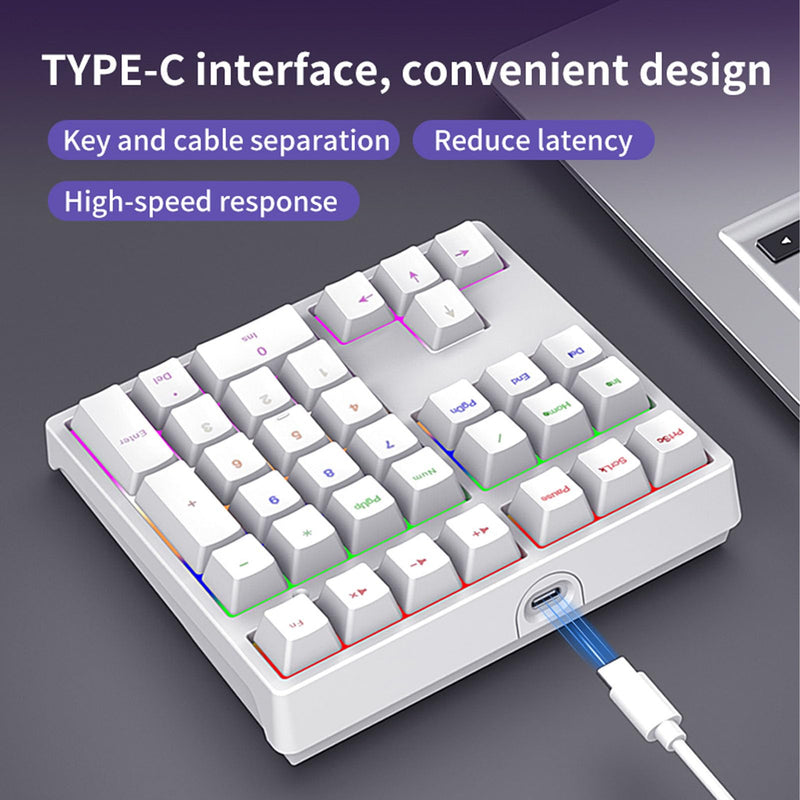 XUMIUZIY Number Pad, Mechanical Numeric Keypad with RGB Backlit, Hotswap Blue Switches, PBT Keycaps, 34 Keys USB Wired Numpad for Laptop, Computer, PC (White) White