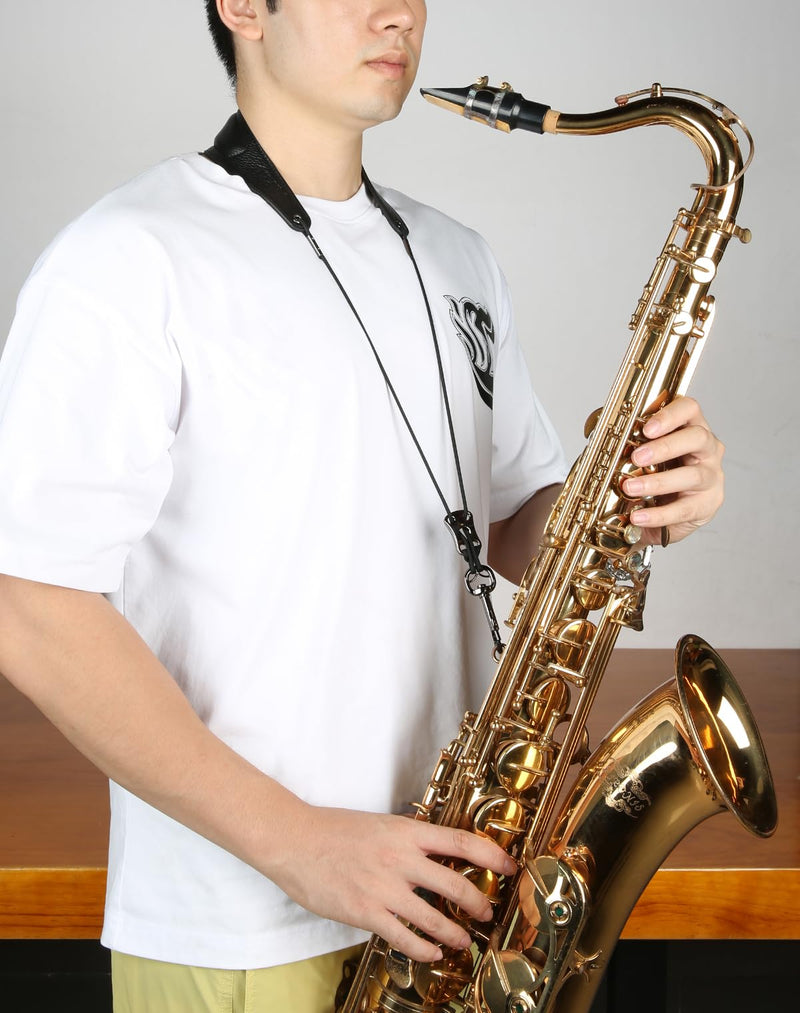 Saxophone Neck Strap with Adjustable Length, Ergonomic Soft Pads & Design - Robust Soprano, Tenor, Alto Saxophone Strap with Metal Adjuster & Swivel Hook, Perfect Saxophone Accessories Gift