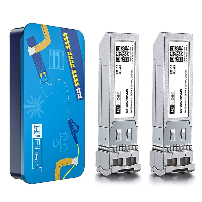 2 Pack of 10G SFP+ SR Transceiver with 1 Meter OM3 LC Fiber Patch Cable, SFP+ to LC Multimode Module Compatible for Ubiquiti UF-MM-10G