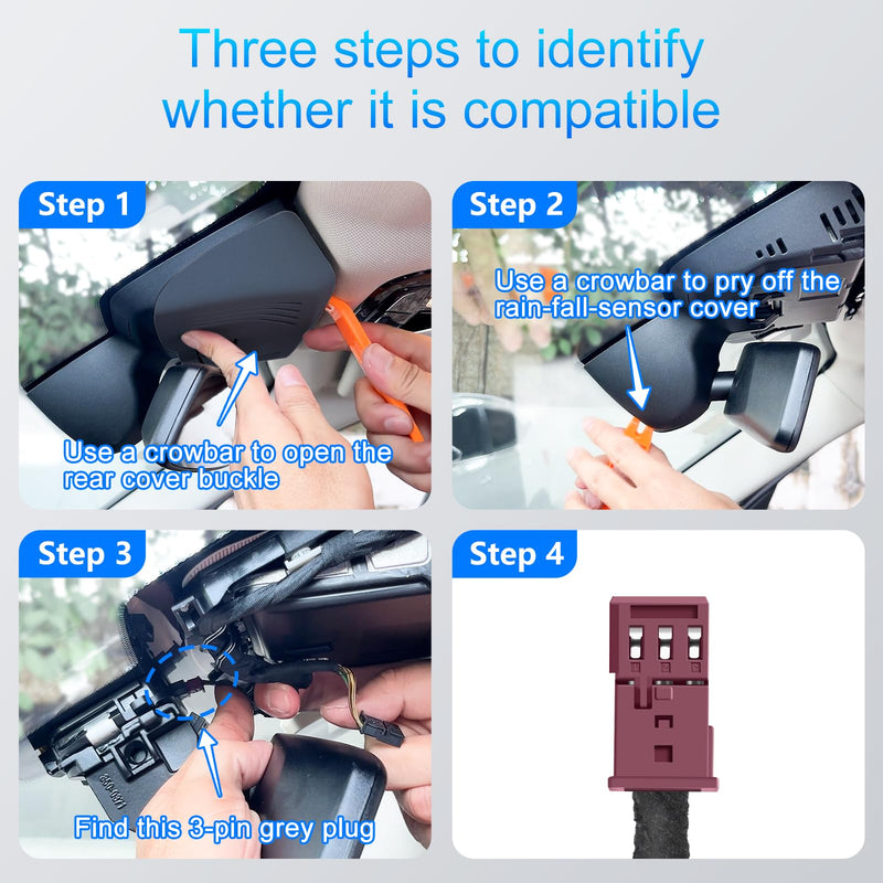mangoal Dash Cam Power Adapter for BMW with 3-Pin Rain Sensor – Hidden Cable Kit for GPS Radar Mirror Camera, Plug & Play Only Fits for Vehicles with 3-Pin Rain Sensor Connector