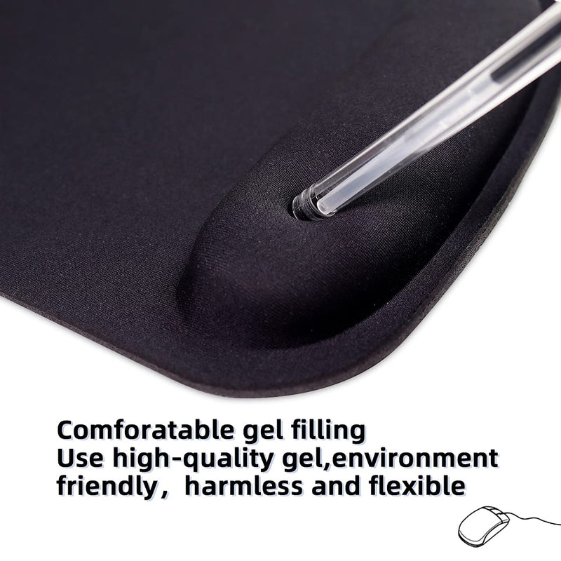 WYGCH Office Desk Pad with Wrist Support,Monochrome Waterproof Leather Mouse Pad,Non-Slip Silicone Base for Computer,Laptop, Home,Office & Travel,(250*211*23mm Black)