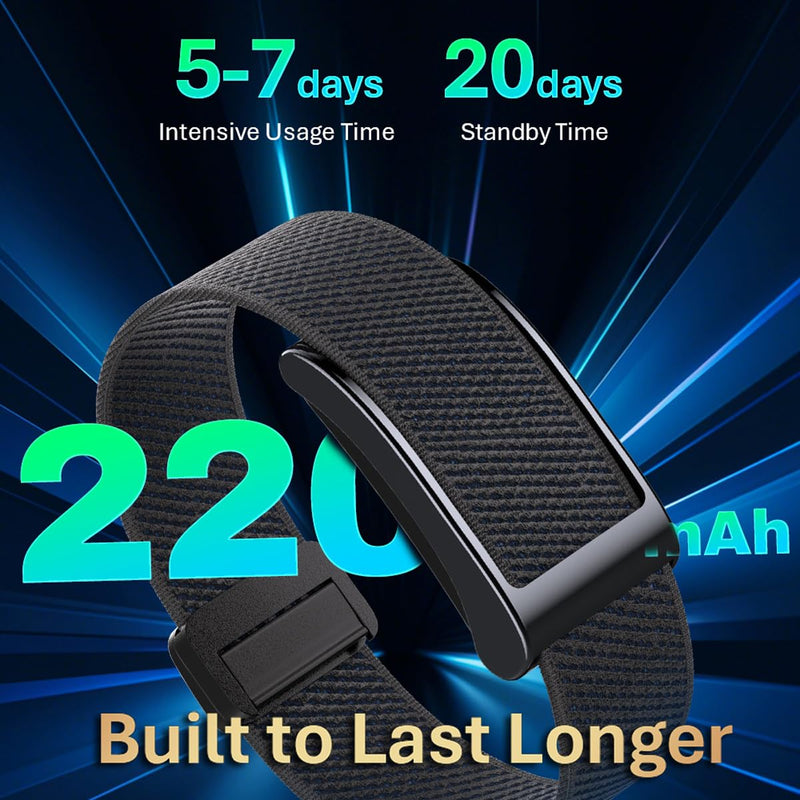 Yihou Screenless Fitness Tracker GPS Smart Bracelet Heart Rate Sleep Monitor Health Tracker Fall Detection SOS Call Pedometer Step Counter AI-Powered Activity Tracker Waterproof Nylon Wrist Band Beige