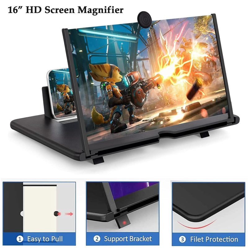 16” Screen Magnifier for Cell Phone,Phone Screen Amplifier 3D HD Mobile Phone Screen Magnifying Enlarger for Movies Videos Games, Screen Amplifier–Fit for All Smartphones
