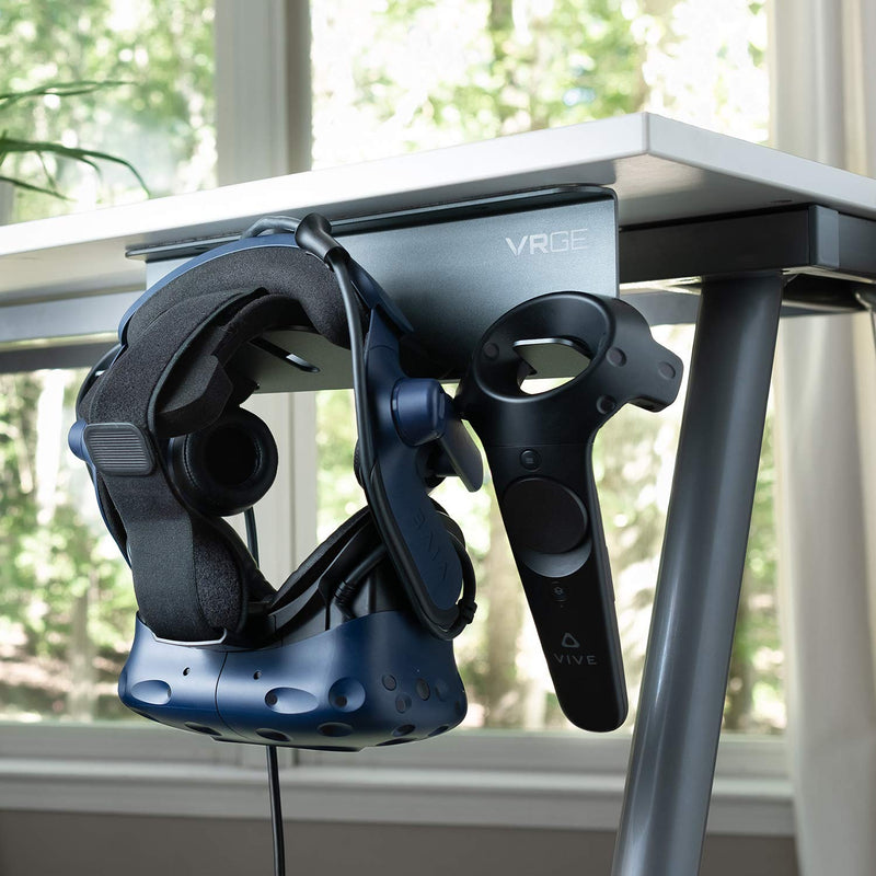 VR Stand Under Desk Storage Display Hook Organizer - Premium Metal - for Meta Oculus Quest 3/2, Sony Playstation PS5 VR2, Valve Index and Mixed Reality Headsets