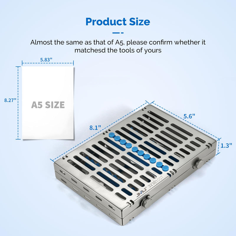 [AUSTRALIA] - JMU Dental Autoclave Sterilization Cassettes for 10 Instruments, Detachable Instrument Cassette Rack, Blue 1 