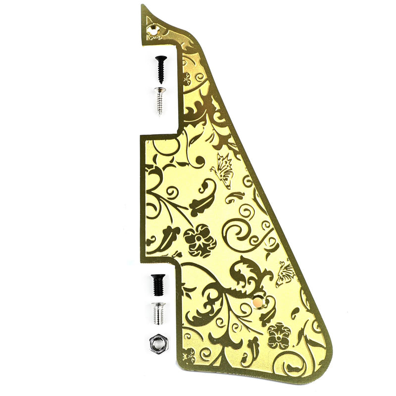 [AUSTRALIA] - Aluminum Alloy LP Pick Guard Scratch Plate 2-Hole Mount Engraved Metal Electric Guitar Pickguard Compatible with Epiphone Epi Les Paul Style Guitar Replacement Parts(Gold) Gold 