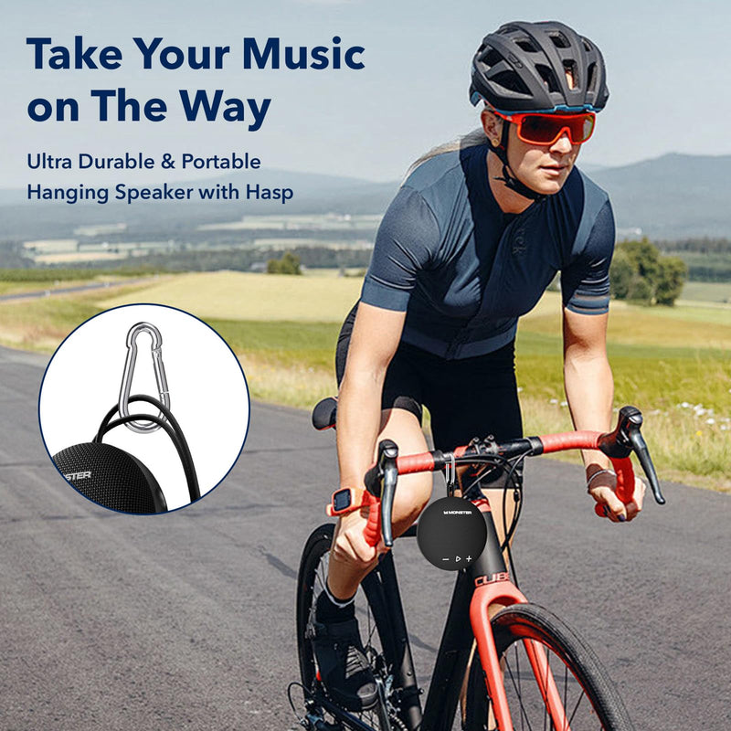 [AUSTRALIA] - Monster Bluetooth Speaker, IPX8 Shower Speaker Waterproof, Bluetooth 5.4 with Loud HD Sound and Robust Bass, Extra Long Playtime Punchy, for Home, Beaches Portable Wireless Outdoor Speakers Ink Black 