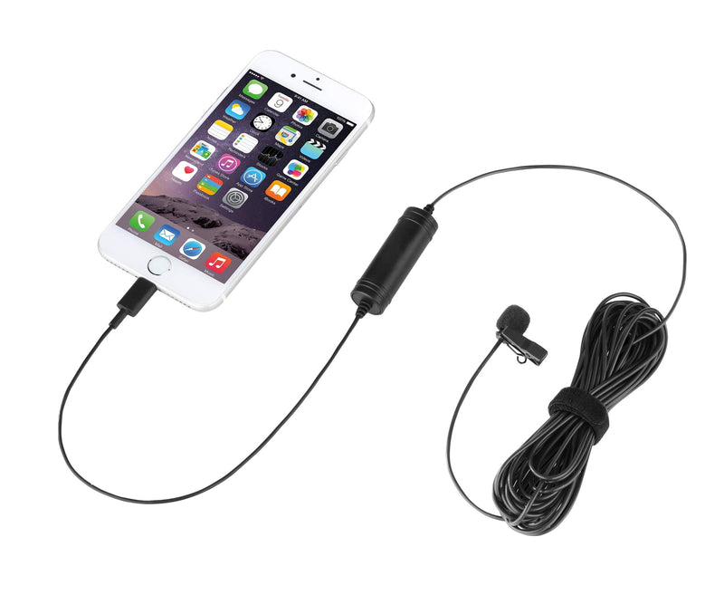 Vidpro XM-LT Lavalier Microphone for Apple iOS Devices fits iPad and iPhone. Omni-Directional Audio Pickup Pattern. Includes 20 Foot Audio Cable with Lapel Clip and Foam Windscreen