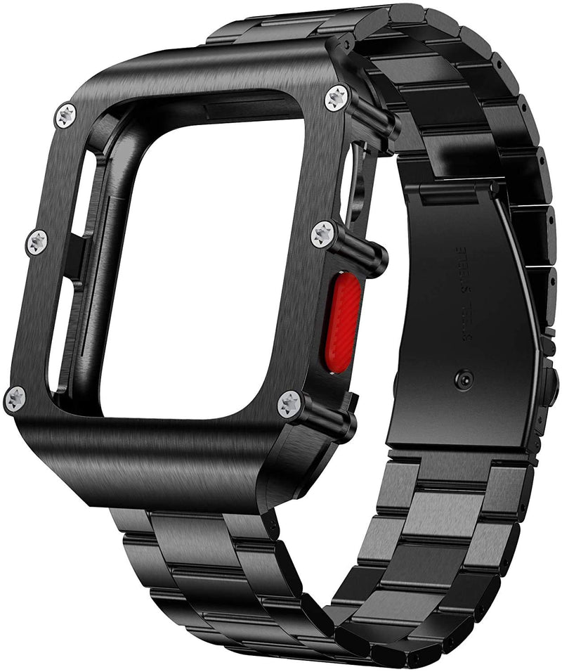 Compatible with Apple Watch Series 3 42mm Case Screw Fixed, Stainless Steel Case with Band for men for 42mm Series 3 Series 2 Series 1