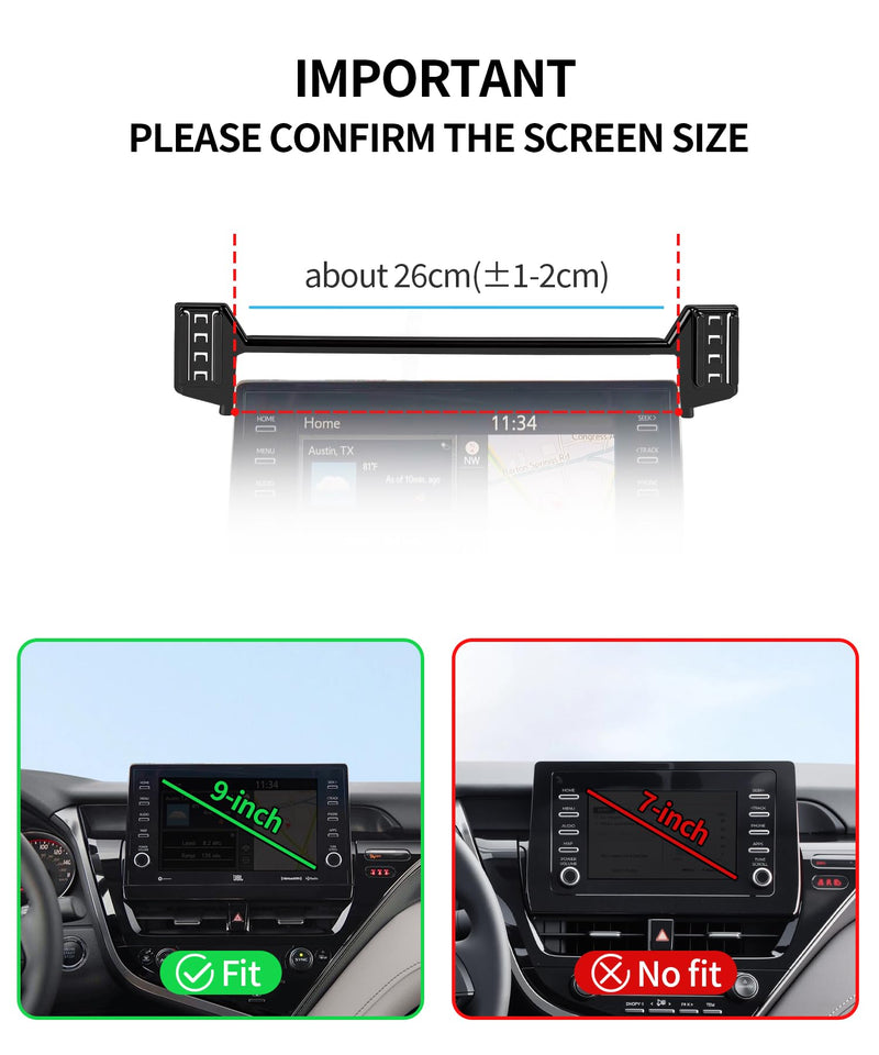 Wireless Charger Car Phone Holder for Toyota Camry 2021-2024, 9 inch Screen | Camry Hybrid 2021-2024,Auto Clamp Cell Phone Mount Accessories 15W Qi Fast Charging Stand Compatible with iPhone Android for 2021-2024 Camry/Hybrid(9 inch screen only)