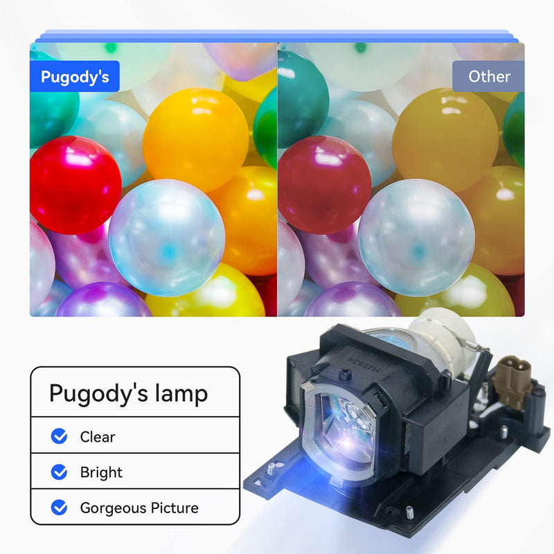 Pugody DT01021 Replacement Projector Lamp Bulb for Hitachi CP-X2010 X2010N X2011N X2510 X2510EN X2511N X2514WN X3010 X3010EN X3010N X3011 X3014WN X3511 WX3011N WX3014WN X4011N X3014WN ED-X40 X45N X42N