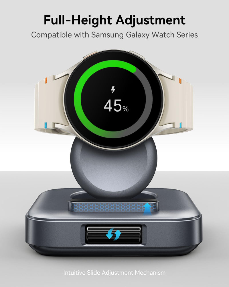 Dual Watch Charger and Portable Charger for Charging Samsung Watch, SwanScout 303S, 1800mAh Wireless Charger for Galaxy Watch 7/Ultra/6/6 Classic/5/5 Pro/4/4 Classic/3/Active 2/Active, for Travel
