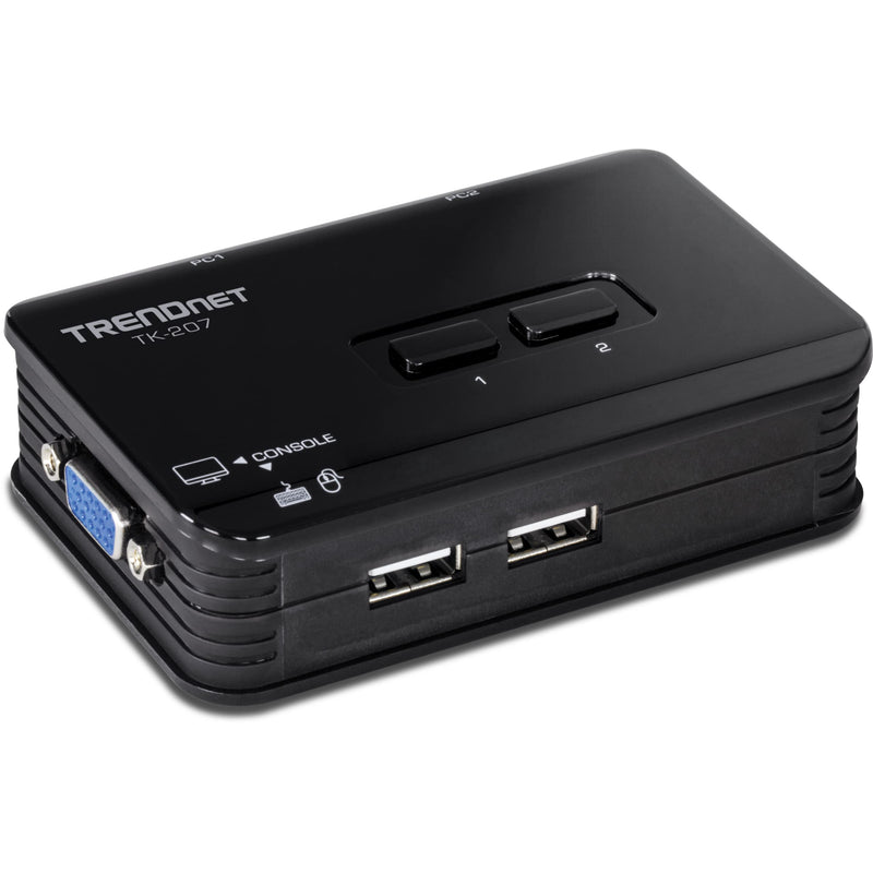 TRENDnet 2-Port USB KVM Switch, TK-207K | Control Two Computers with One Set of Console Controls,2048 x 1536 Resolution,60Hz Refresh Rate,All Required Cabling Included 2 Port USB w/ Cables