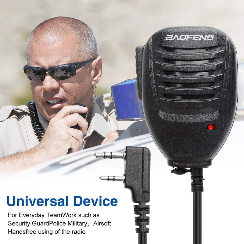 BAOFENG Microphone Police Walkie Talkie Mic Accessories Ham Radio Speaker Mic for UV-5R BF-F8HP 5RM UV-21R UV-5G Plus GM-15PRO GM-5RH K5PLUS AR-152 TIDRADIO TD-H3 TD-H8 Quansheng UV-K5,2Pack Black-2Pack