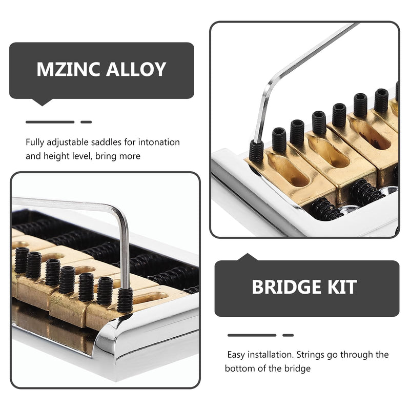 [AUSTRALIA] - 6 String Hard-tail Fixed Bridge Set with Wrench and Screws for Electric Guitar Replacement Parts guitar bridge, bridge(Golden) 
