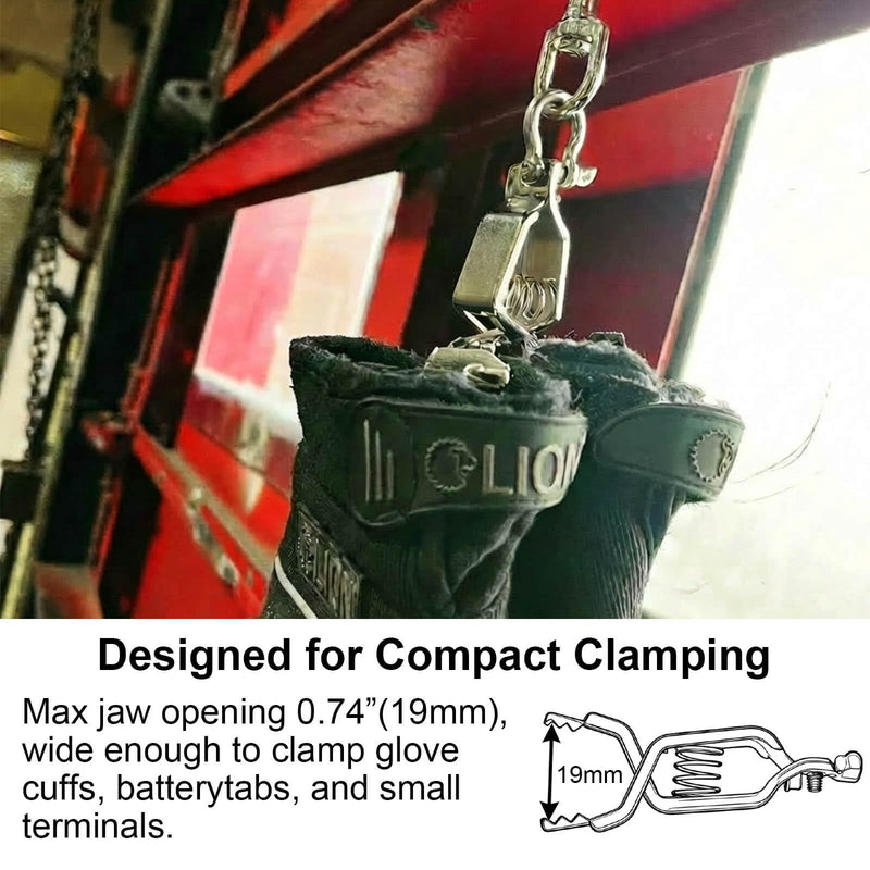 25 Amp Heavy-Duty Steel Alligator Clips, Electrical Battery Clamps with Screw Terminal, Strong Spring Grip, BU-24APN Type, 6 Pack