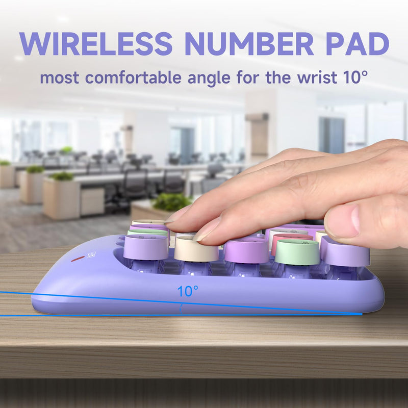 [AUSTRALIA] - MOFII Wireless Number Pads - Purple Numeric Keypad 18 Keys USB 2.4G Round Keycap Colorful Extensions Keypads, Financial Accounting Portable Numpad 10 Key for Laptop/PC/Notebook/Surface Pro 