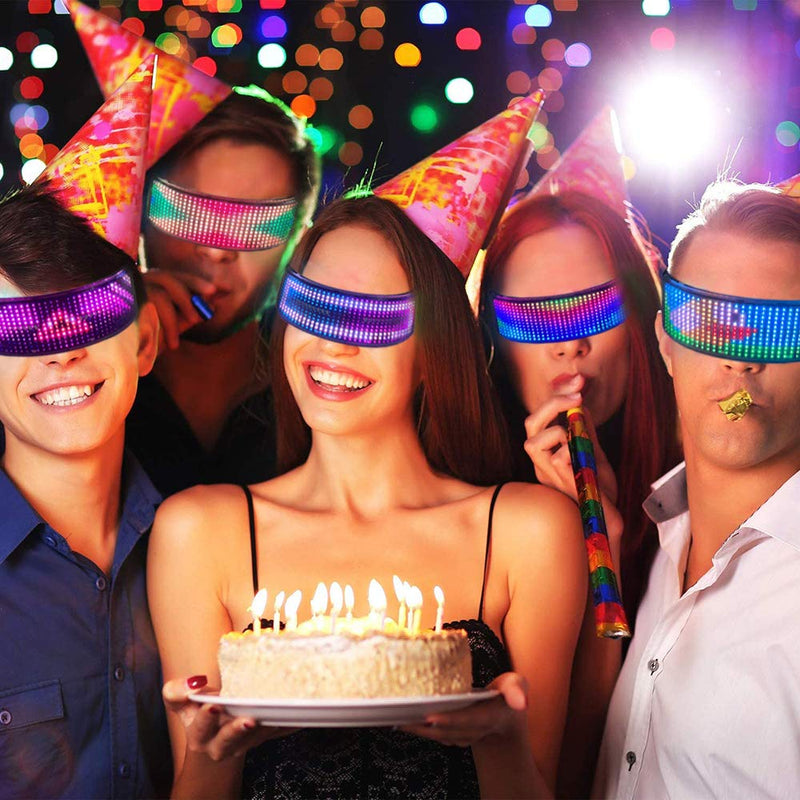 Customizable LED Glasses, Bluetooth Light up Glasses for Raves, Festivals, Birthday