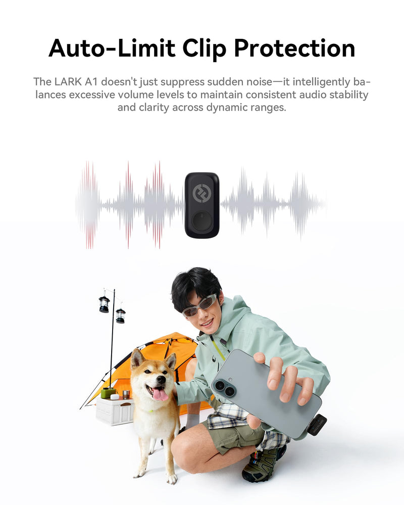 [AUSTRALIA] - Hollyland Lark A1 Wireless Microphone for iPhone & Android, 48kHz/24-bit Studio Audio, 3-Level Noise Cancellation, 200m Range, Magnetic Mini Mic for Video Recording & Live Streaming (2TX + USB-C RX) Black Mini Duo (USB-C RX) 