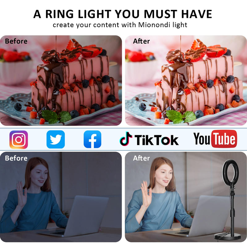 Desk Ring Light with Telescopic Stand, Travel Desktop Hola Light for Phone Selfie Laptop Zoom Video Calls Makeup Tiktok Reels Live Streaming