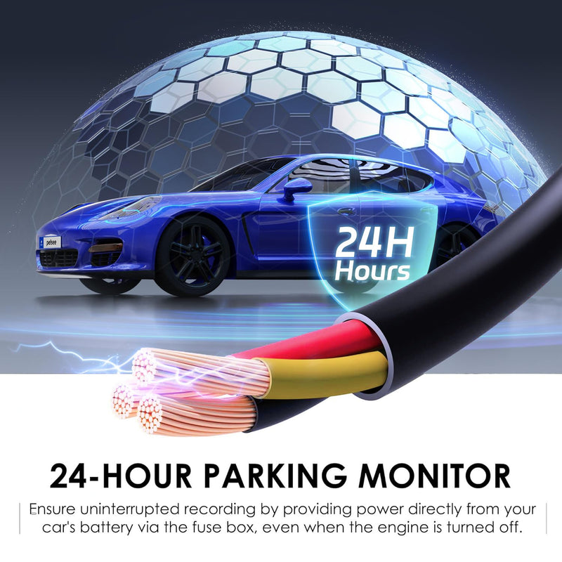 [AUSTRALIA] - Pelsee Dash Cam Hardwire Kit, Full Set Hard Wire Kit Fuse for P1 Pro, S3 Touch, P1DUO Dash Cam, 12V-24V to 5V Car Dash Camera Charger Power Cord, 4 Fuse Cable and Installation Tool 