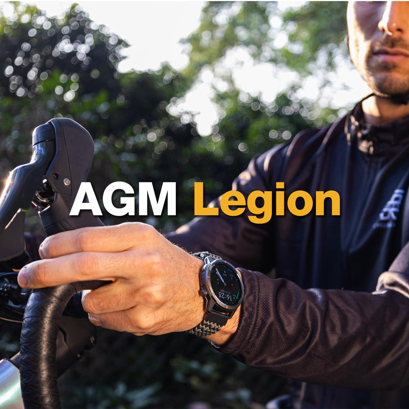 AGM Legion Rugged Smart Watch for Men, Waterproof, Shockproof & Drop-Proof | 5ATM, 100+ Sports Modes, Bluetooth Calling, Compass, Barometer & Altimeter, 1.43" AMOLED Display, Heart Rate & Sleep Tracking