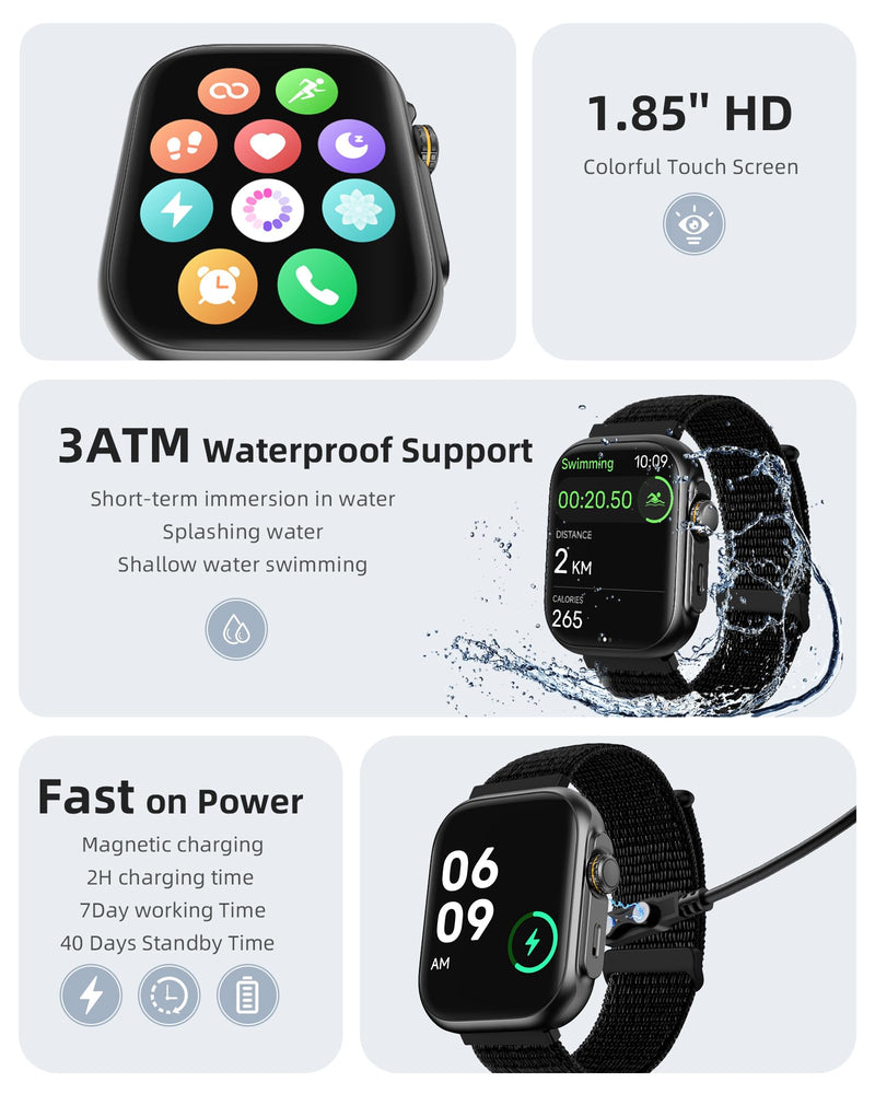 Parsonver Built-in GPS Smart Watch for Men Women with Bluetooth Calling, GPS Fitness Activity Tracker 100+ Sport Modes, Heart Rate Sleep Monitor, Waterproof Pedometer for Android & iPhone(Two Bands) | Waterproof Fitness Activity Tracker 100+ Sports Mod...