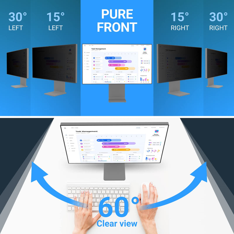 [2 -Pack 24 Inch Computer Privacy Screen for 16:9 Widescreen Monitor Shield Removable Eye Protection Anti-Glare Blue Light Anti Scratch Filter Comput 2 Pack 24 inch