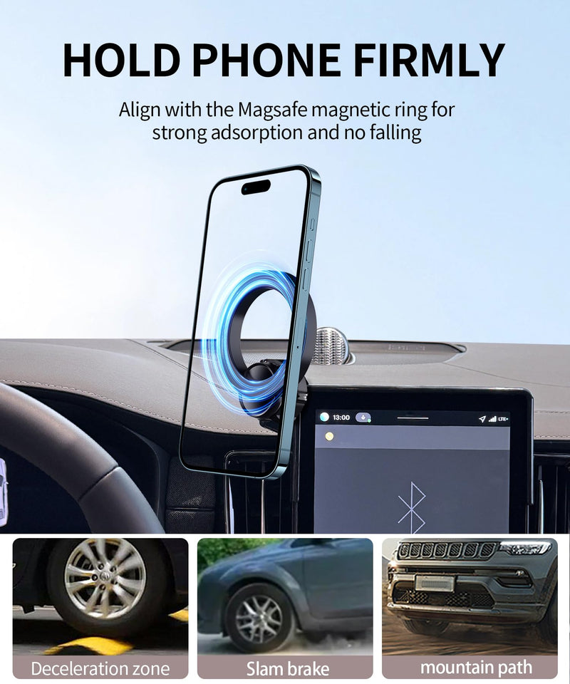 Car Phone Holder for Volvo XC60/XC90 2025 2026 11.2" Screen Magsafe Mount | Magnetic Accessories Cell Phone Mount Clip Compatible with iPhone, 3D fit Stable Dashboard Navigation Bracket Cradle Stand