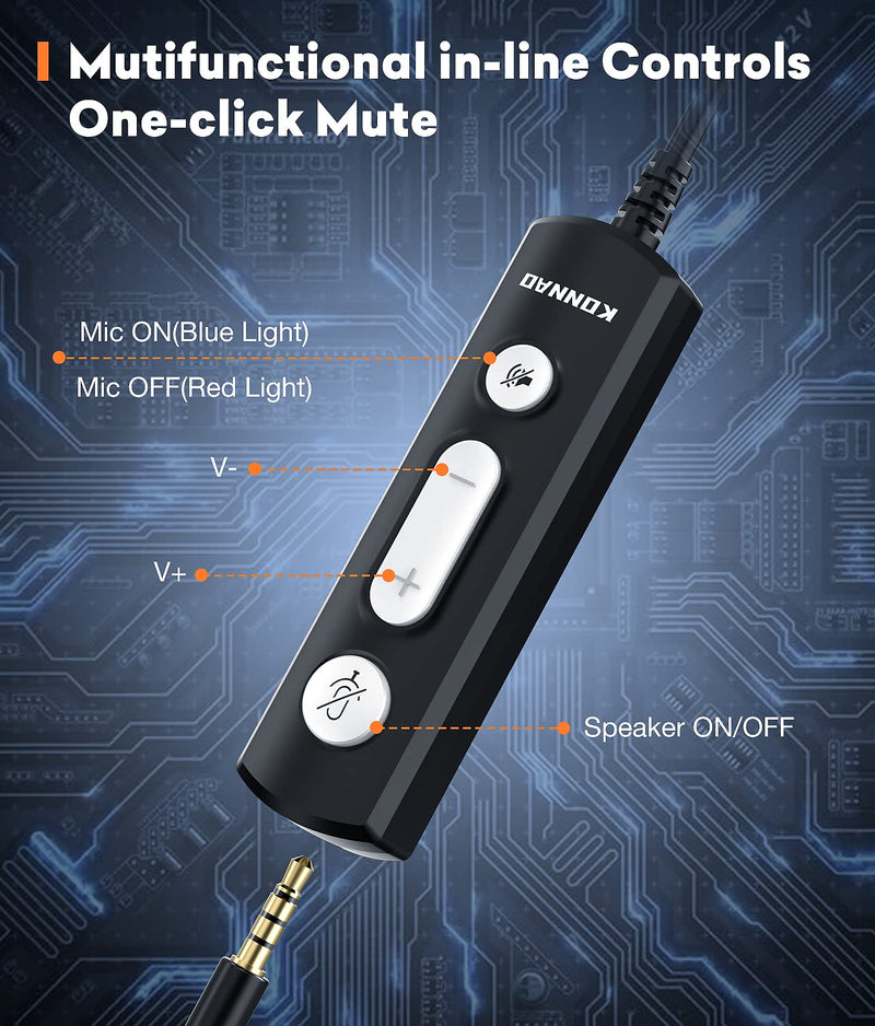 [AUSTRALIA] - USB Headset with Microphone, 3.5mm Wired Computer Headsets with Noise Cancelling Microphone, Stereo Headphones with MIC for PC, in Line Controls, Work Headset for Skype Zoom Tablet Laptop 
